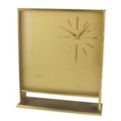 AN 8 DAY JAEGER LECOULTRE DESK / MANTLE CLOCK CIRCA 1970s D: Gold colour dial with gilt faceted