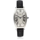 A FINE & RARE GENTLEMAN'S LARGE SIZE PLATINUM CARTIER TONNEAU CINTREE WRIST WATCH CIRCA 2000, REF.