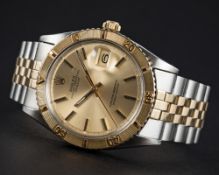 A RARE GENTLEMAN'S STEEL & GOLD ROLEX OYSTER PERPETUAL DATEJUST "TURNOGRAPH" BRACELET WATCH CIRCA