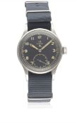 A GENTLEMAN'S STAINLESS STEEL BRITISH MILITARY OMEGA W.W.W. WRIST WATCH CIRCA 1940s, PART OF THE "