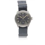 A GENTLEMAN'S STAINLESS STEEL BRITISH MILITARY OMEGA W.W.W. WRIST WATCH CIRCA 1940s, PART OF THE "