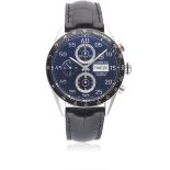 A GENTLEMAN'S STAINLESS STEEL TAG HEUER CARRERA CALIBRE 16 AUTOMATIC CHRONOGRAPH WRIST WATCH CIRCA