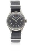 A RARE GENTLEMAN'S STAINLESS STEEL BRITISH MILITARY D.O.S. HAMILTON GENERAL SERVICE TROPICALIZED