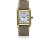 A GENTLEMAN'S 18K SOLID GOLD CARTIER TANK NORMALE WRIST WATCH CIRCA 1980s Movement: Manual wind,