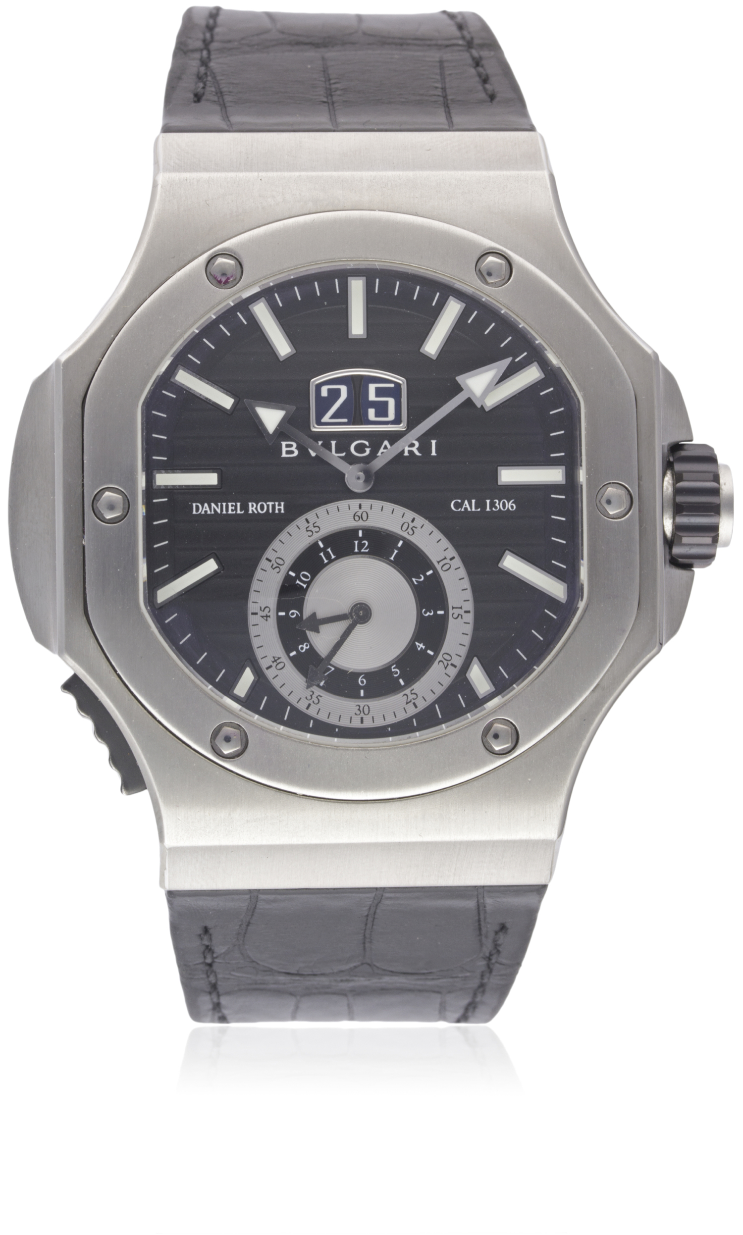 A GENTLEMAN'S STAINLESS STEEL BULGARI DANIEL ROTH ENDURER CHRONOSPRINT AUTOMATIC WRIST WATCH CIRCA