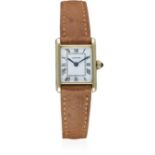 A LADIES 18K SOLID GOLD CARTIER TANK WRIST WATCH CIRCA 1970s Movement: 17J, manual wind, signed