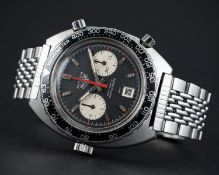 A RARE GENTLEMAN'S STAINLESS STEEL HEUER AUTAVIA AUTOMATIC CHRONOGRAPH BRACELET WATCH CIRCA 1970,