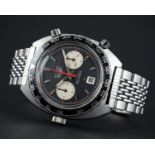 A RARE GENTLEMAN'S STAINLESS STEEL HEUER AUTAVIA AUTOMATIC CHRONOGRAPH BRACELET WATCH CIRCA 1970,