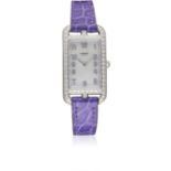 A LADIES STAINLESS STEEL & DIAMOND HERMES NANTUCKET WRIST WATCH CIRCA 2015, REF. NA2.230 WITH MOTHER