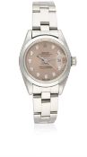 A LADIES STAINLESS STEEL ROLEX OYSTER PERPETUAL DATEJUST BRACELET WATCH CIRCA 1987, REF. 69160