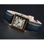 A FINE & RARE GENTLEMAN'S 18K SOLID GOLD CARTIER TANK NORMALE WRIST WATCH CIRCA 1950s, WITH LONDON