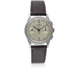 A GENTLEMAN'S CHROME PLATED EBERHARD & CO CHRONOGRAPH WRIST WATCH CIRCA 1940s Movement: Manual wind,