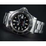 A RARE GENTLEMAN'S STAINLESS STEEL ROLEX OYSTER PERPETUAL DATE "RED WRITING" SUBMARINER BRACELET