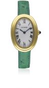 A LADIES 18K SOLID GOLD CARTIER BAIGNOIRE WRIST WATCH CIRCA 1990 Movement: Manual wind, signed