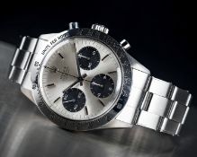 A VERY RARE GENTLEMAN'S STAINLESS STEEL ROLEX COSMOGRAPH "SMALL FONT" DAYTONA BRACELET WATCH CIRCA