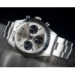 A VERY RARE GENTLEMAN'S STAINLESS STEEL ROLEX COSMOGRAPH "SMALL FONT" DAYTONA BRACELET WATCH CIRCA