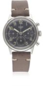 A VERY RARE GENTLEMAN'S LARGE SIZE STAINLESS STEEL HEUER CHRONOGRAPH WRIST WATCH CIRCA 1940s, REF.