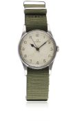 A GENTLEMAN'S STAINLESS STEEL BRITISH MILITARY RAF OMEGA PILOTS WRIST WATCH CIRCA 1940 Movement: