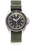 A VERY RARE GENTLEMAN'S STAINLESS STEEL BRITISH MILITARY CWC AUTOMATIC ROYAL NAVY DIVERS WRIST WATCH