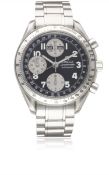 A GENTLEMAN'S STAINLESS STEEL OMEGA SPEEDMASTER TRIPLE CALENDAR AUTOMATIC CHRONOGRAPH BRACELET WATCH