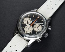 A RARE GENTLEMAN'S STAINLESS STEEL ENICAR SHERPA GRAPH "JIM CLARK" CHRONOGRAPH WRIST WATCH CIRCA