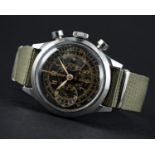 A RARE GENTLEMAN'S LARGE SIZE STAINLESS STEEL CONSUL ANTIMAGNETIC WATERPROOF CHRONOGRAPH WRIST WATCH