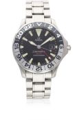 A GENTLEMAN'S STAINLESS STEEL OMEGA SEAMASTER AUTOMATIC GMT BRACELET WATCH DATED 2003, REF. 22345000