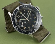 A VERY RARE GENTLEMAN'S STAINLESS STEEL GERMAN MILITARY LEONIDAS "BUND" FLYBACK CHRONOGRAPH WRIST