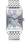 A LADIES STAINLESS STEEL FRANCK MULLER COLOR DREAMS BRACELET WATCH DATED 2011, REF. 952QZ WITH
