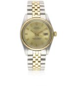 A RARE GENTLEMAN'S "NOS" STEEL & GOLD ROLEX OYSTER PERPETUAL DATEJUST "WIDE BOY" BRACELET WATCH