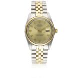 A RARE GENTLEMAN'S "NOS" STEEL & GOLD ROLEX OYSTER PERPETUAL DATEJUST "WIDE BOY" BRACELET WATCH