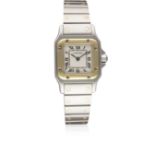 A LADIES STEEL & GOLD CARTIER SANTOS GALBEE BRACELET WATCH CIRCA 1990s, REF. 1567 Movement: