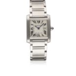 A MID SIZE STAINLESS STEEL CARTIER TANK FRANCAISE BRACELET WATCH CIRCA 2000s, REF. 2465 Movement: