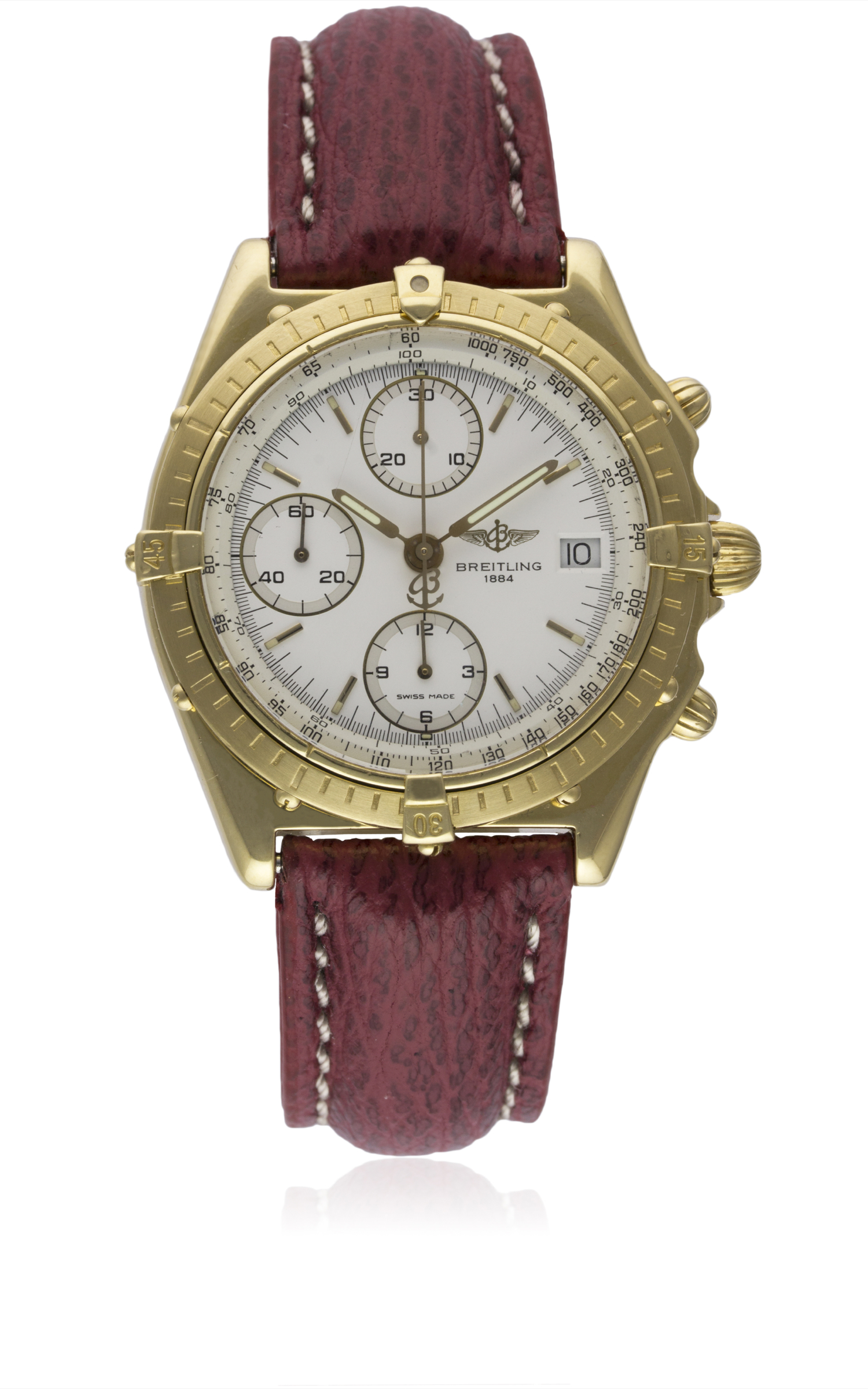 A GENTLEMAN'S 18K SOLID GOLD BREITLING CHRONOMAT CHRONOGRAPH WRIST WATCH CIRCA 1990s, REF. K13047