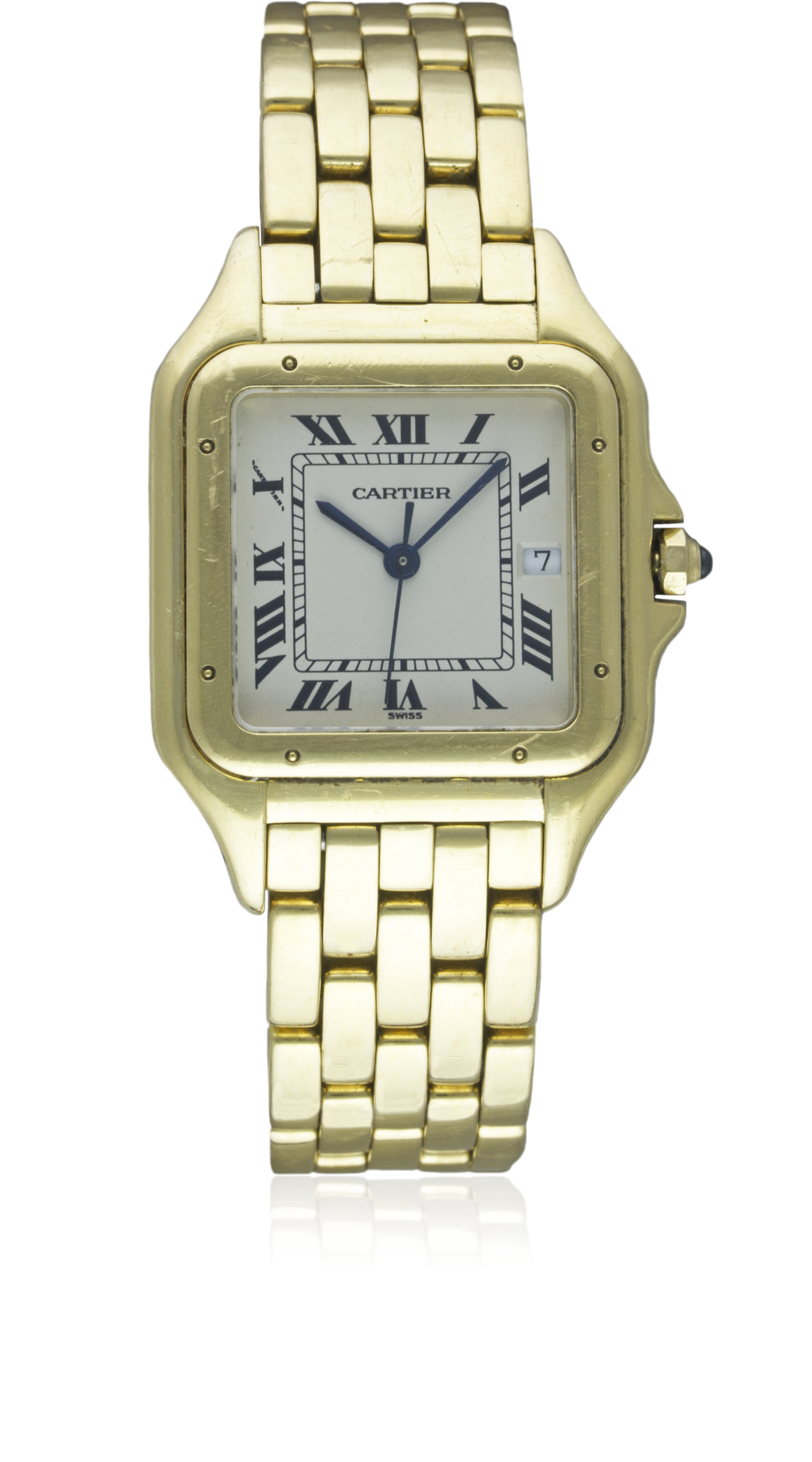 A GENTLEMAN'S 18K SOLID GOLD CARTIER PANTHERE BRACELET WATCH CIRCA 1990s, REF. 106000M WITH