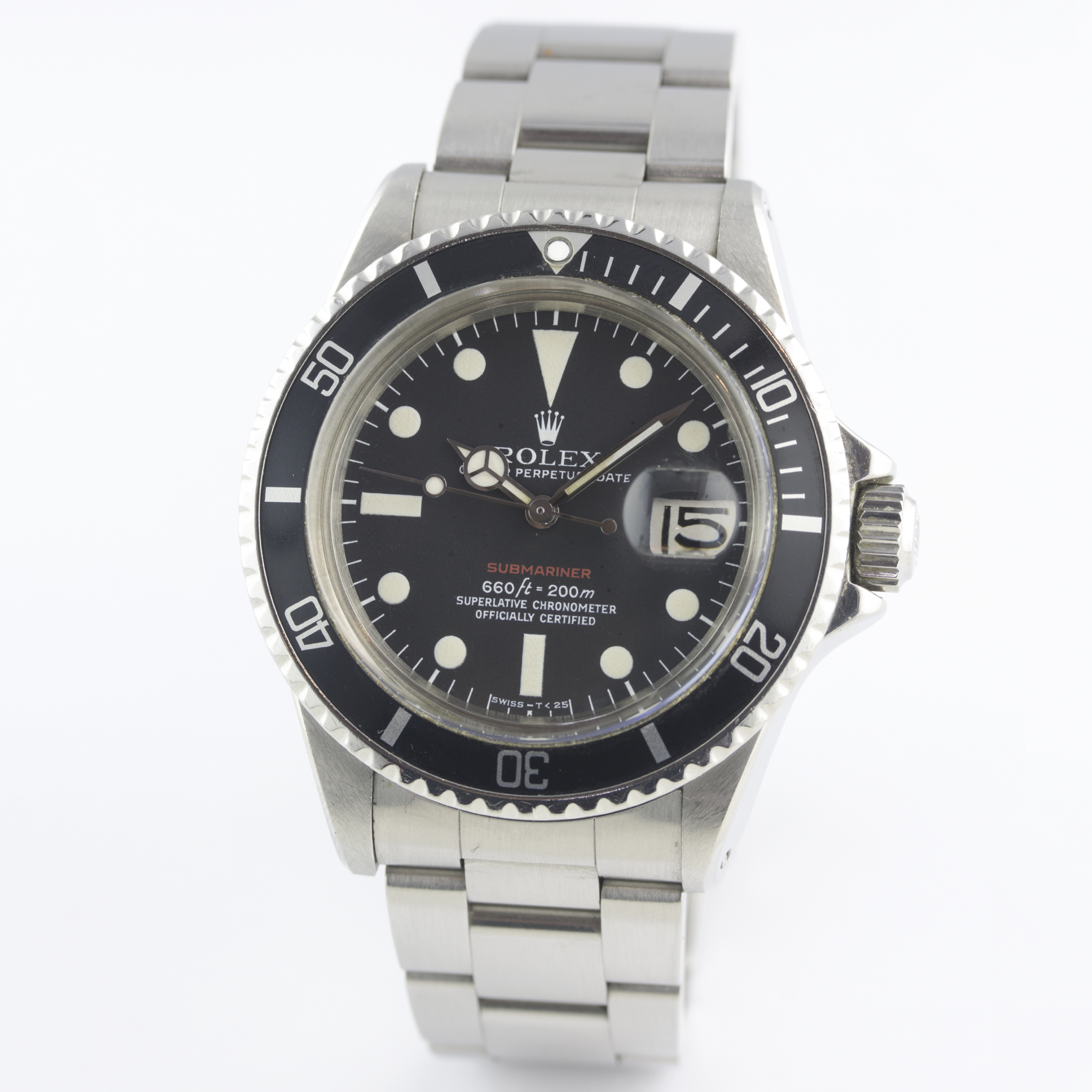 A RARE GENTLEMAN'S STAINLESS STEEL ROLEX OYSTER PERPETUAL DATE "RED WRITING" SUBMARINER BRACELET - Image 3 of 11