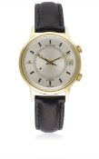 A RARE GENTLEMAN'S 18K SOLID GOLD JAEGER LECOULTRE MEMOVOX SPEED BEAT AUTOMATIC ALARM WRIST WATCH