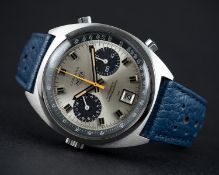 A GENTLEMAN'S STAINLESS STEEL HEUER CARRERA AUTOMATIC CHRONOGRAPH WRIST WATCH CIRCA 1970s, REF. 1153