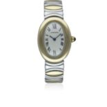 A LADIES 18K SOLID GOLD & STEEL CARTIER BAIGNOIRE BRACELET WATCH CIRCA 1990s, REF. 8057910 Movement: