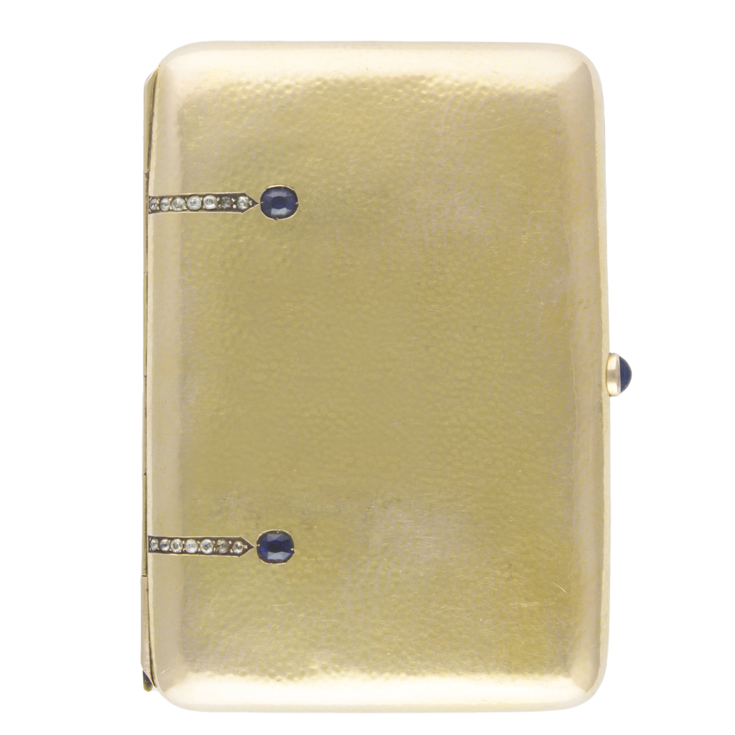 A 14K SOLID GOLD, DIAMOND & SAPPHIRE CIGARETTE CASE CIRCA 1930s Case: Approx. 65mm by 95mm,