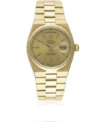 A RARE GENTLEMAN'S 18K SOLID GOLD ROLEX OYSTERQUARTZ DATEJUST BRACELET WATCH CIRCA 1980, REF.