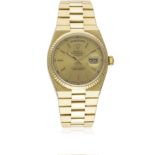 A RARE GENTLEMAN'S 18K SOLID GOLD ROLEX OYSTERQUARTZ DATEJUST BRACELET WATCH CIRCA 1980, REF.