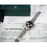 A RARE GENTLEMAN'S STAINLESS STEEL ROLEX OYSTER COSMOGRAPH DAYTONA BRACELET WATCH CIRCA 1973, REF.