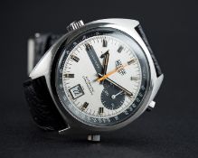 A GENTLEMAN'S STAINLESS STEEL HEUER CARRERA AUTOMATIC CHRONOGRAPH WRIST WATCH CIRCA 1970s, REF.