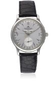 A GENTLEMAN'S STAINLESS STEEL JAEGER LECOULTRE MASTER TRIPLE CALENDAR AUTOMATIC WRIST WATCH CIRCA