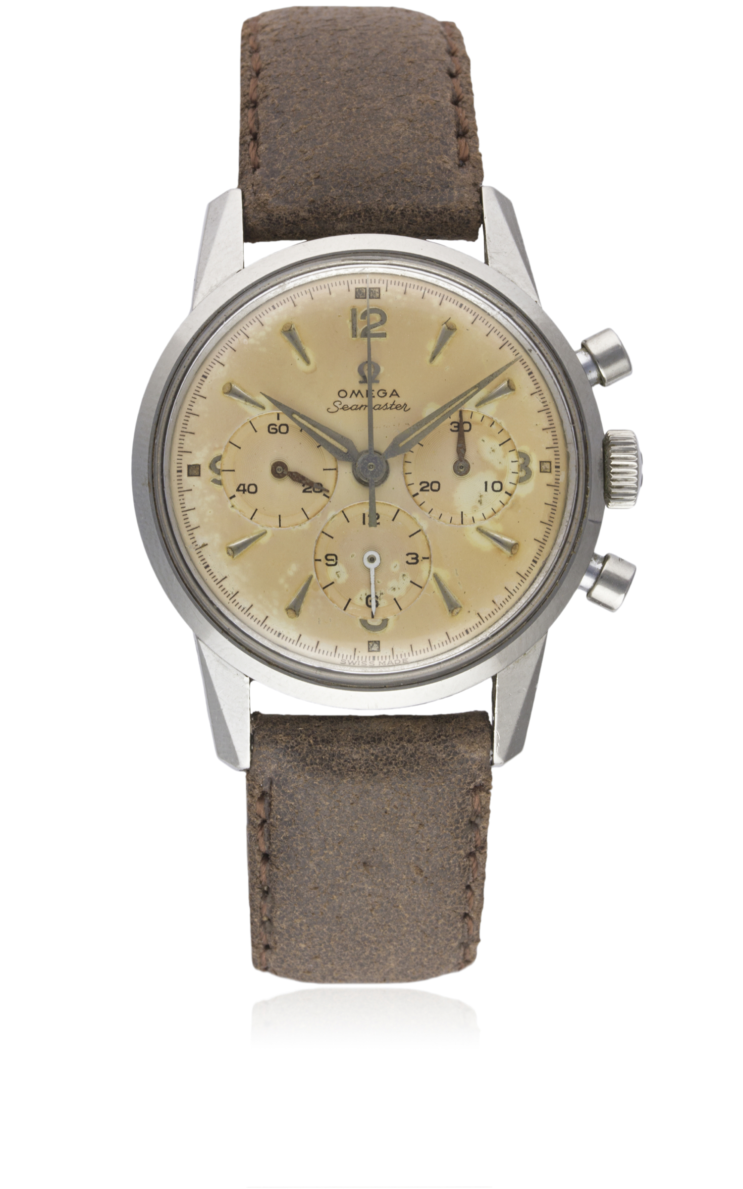 A RARE GENTLEMAN'S STAINLESS STEEL OMEGA SEAMASTER CHRONOGRAPH WRIST WATCH  CIRCA 1960, REF. 14364
