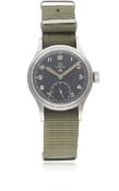 A GENTLEMAN'S STAINLESS STEEL BRITISH MILITARY OMEGA W.W.W. WRIST WATCH CIRCA 1940s, PART OF THE "