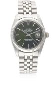 A GENTLEMAN'S STEEL & WHITE GOLD ROLEX OYSTER PERPETUAL DATEJUST BRACELET WATCH CIRCA 1977, REF.