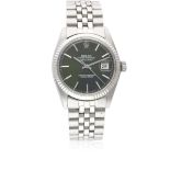 A GENTLEMAN'S STEEL & WHITE GOLD ROLEX OYSTER PERPETUAL DATEJUST BRACELET WATCH CIRCA 1977, REF.