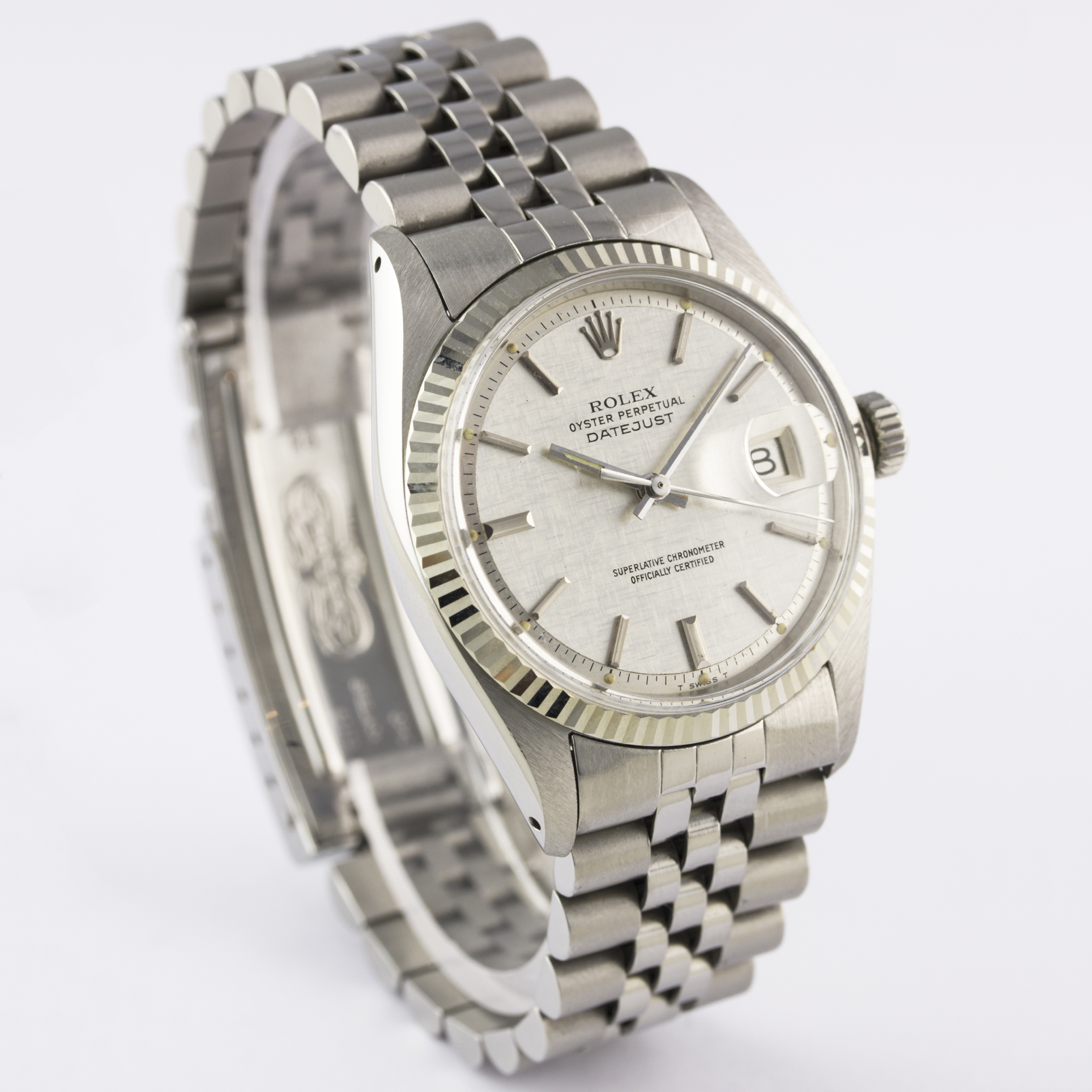 A GENTLEMAN'S STEEL & WHITE GOLD ROLEX OYSTER PERPETUAL DATEJUST BRACELET WATCH CIRCA 1977, REF. - Image 5 of 9